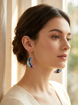Midnight Garden Moon Earrings - Colorful Resin with Elegant Silver Hooks | Unique Gifts