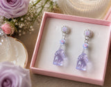 Elephant Flower Spirit Animal Earrings in Amethyst Ice