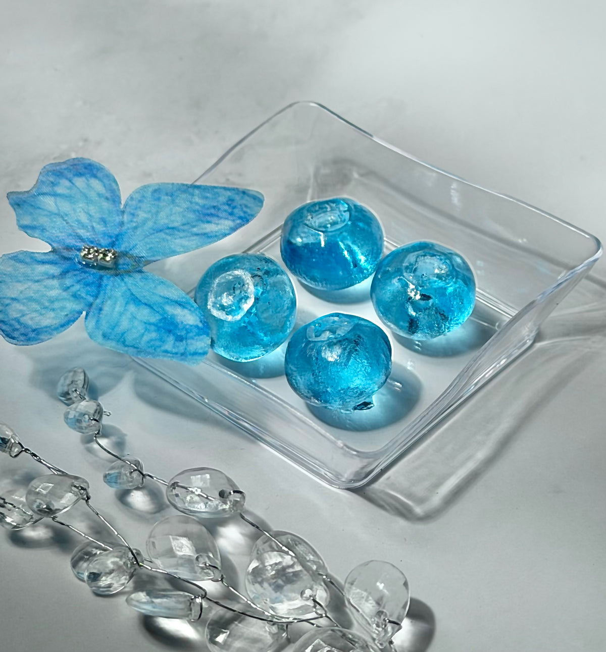 Frost Berries Ornament — Ice Resin Berry Cluster with Crystal Drops