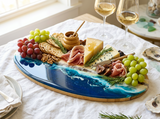 Ocean Wave Serving Board – 14-Inch Bamboo Board with Food-Grade Resin