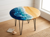 Handcrafted Ocean Wave Resin Table – Available in 16”, 18”, 24”, 32”, and 36”