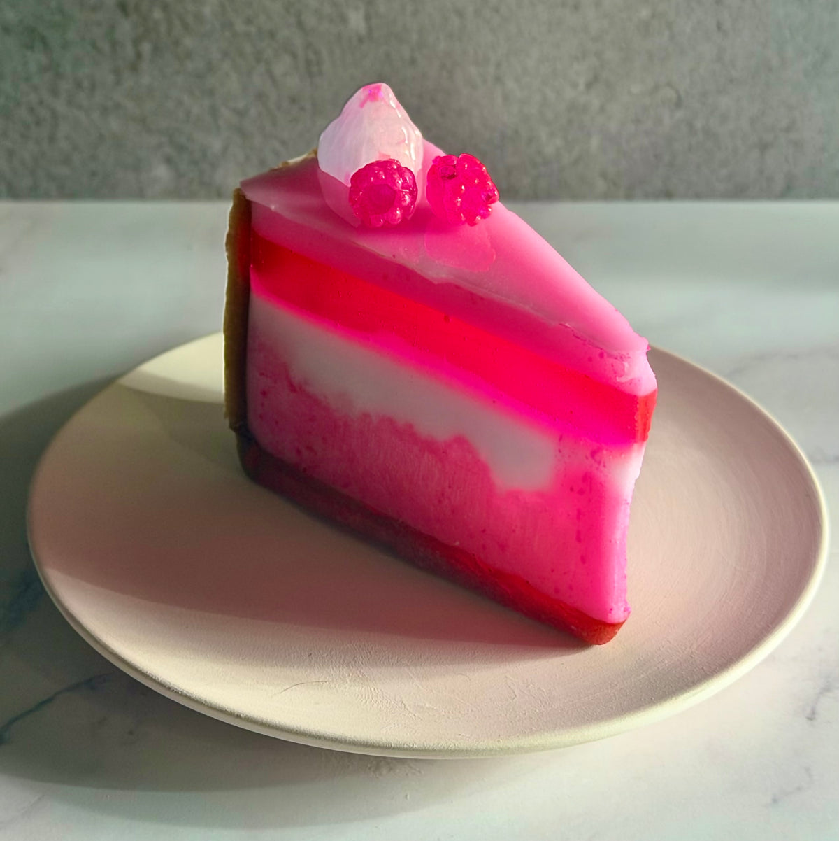 Hot Pink Raspberry Cake Slice - Impossible Desserts