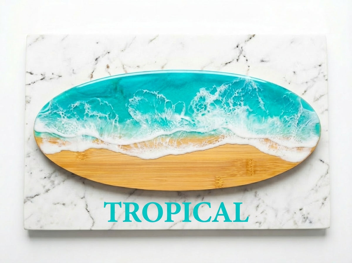 Shoreline Ocean Waves Charcuterie Board & Coasters Set