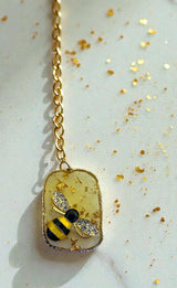 Golden Honey Bee Pendant Necklace — One-of-a-Kind Handmade Resin Heirloom | Real Gold Leaf