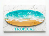 Ocean Wave Serving Board – 14-Inch Bamboo Board with Food-Grade Resin