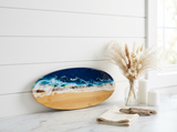 Ocean Wave Serving Board – 14-Inch Bamboo Board with Food-Grade Resin