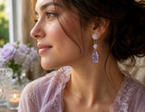 Elephant Flower Spirit Animal Earrings in Amethyst Ice