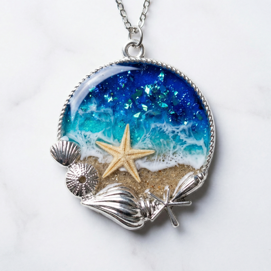 Ocean Waves Resin Pendant – Beach Necklace | Unique Gifts For Her