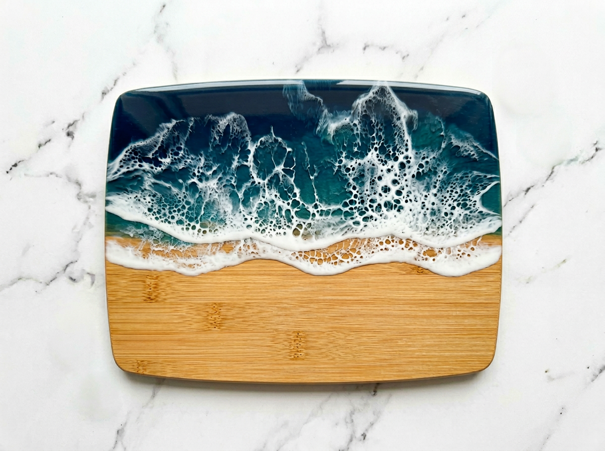 Resin Ocean Charcuterie Board – Handmade Coastal Boards with Food-Grade Resin | Housewarming | Wedding | Unique Mothers Day Gifts