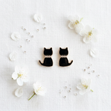 Elegant Black Cat Earrings with Crystal Accents - Binx Collection