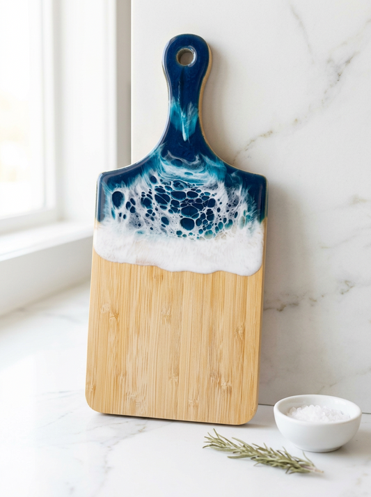 Small Resin Ocean Charcuterie Board – Handmade Coastal Cutting Board with Food-Grade Resin | Wedding or Housewarming Gifts | Unique Gifts