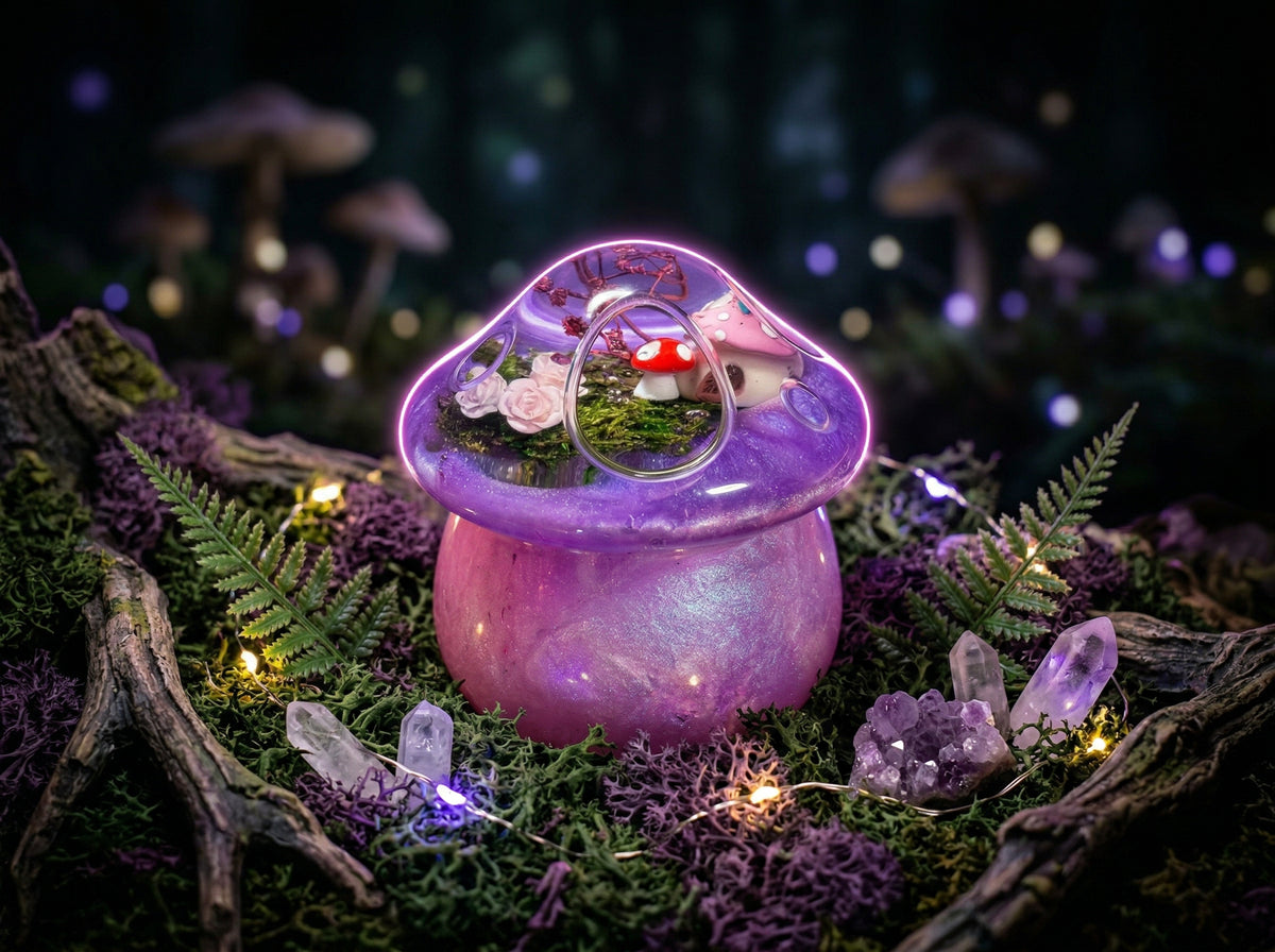 Enchanted Mini World Mushroom Jar - Lavender Opal