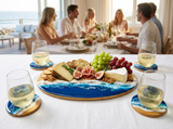 Ocean Waves Charcuterie Board & Coaster Set – Handcrafted Resin Art Bundle