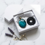 Handcrafted Teal Swirl Resin Pendant – Unique Jewelry with Leather Cord | Unique Gifts