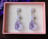 Elephant Flower Spirit Animal Earrings in Amethyst Ice