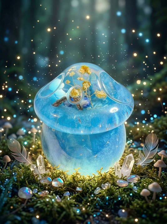 Enchanted Mini World Mushroom Jar - Azure Opal