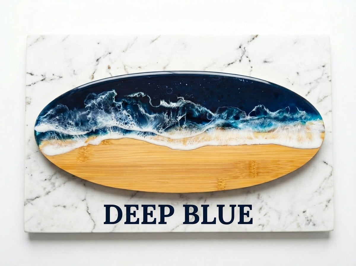Ocean Wave Serving Board – 14-Inch Bamboo Board with Food-Grade Resin