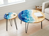 Handcrafted Ocean Wave Resin Table – Available in 16”, 18”, 24”, 32”, and 36”