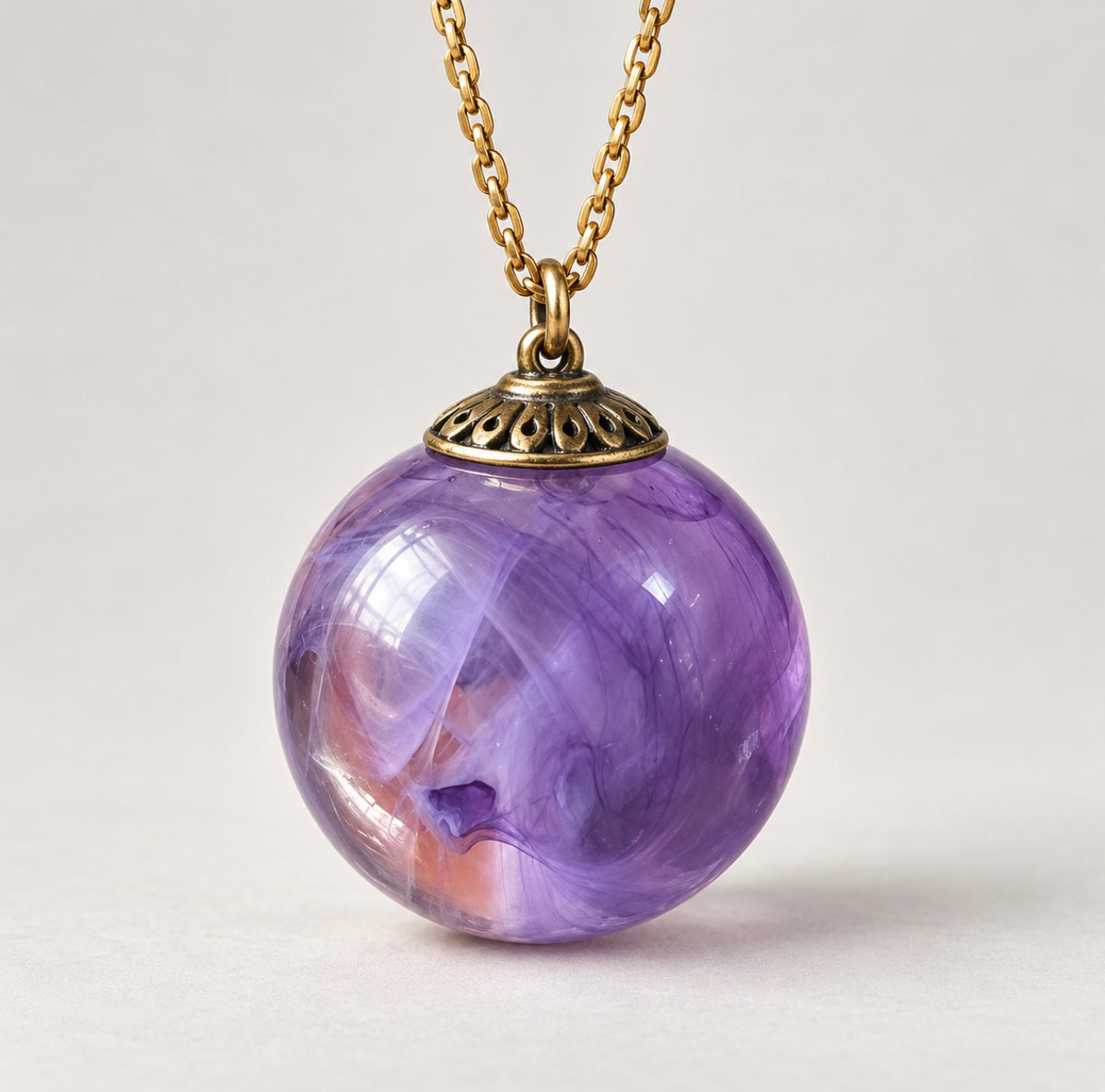 Pet Memorial Necklace | Custom Resin Orb Pendant