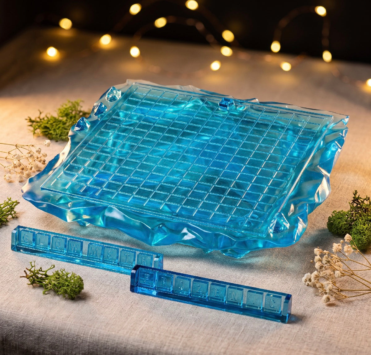 Frozen Words — 16 × 16 Epoxy Resin Word Board Game