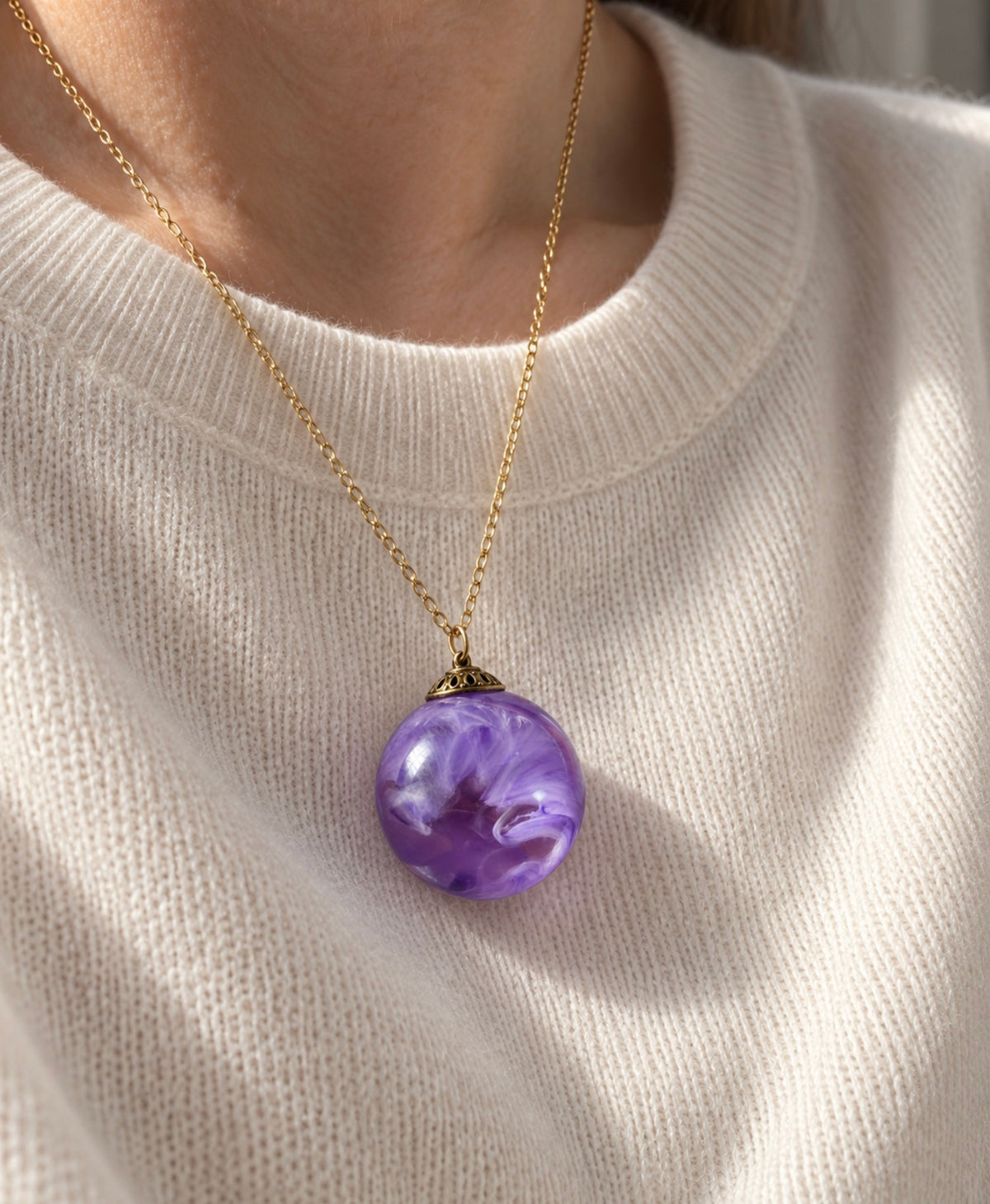 Pet Memorial Necklace | Custom Resin Orb Pendant