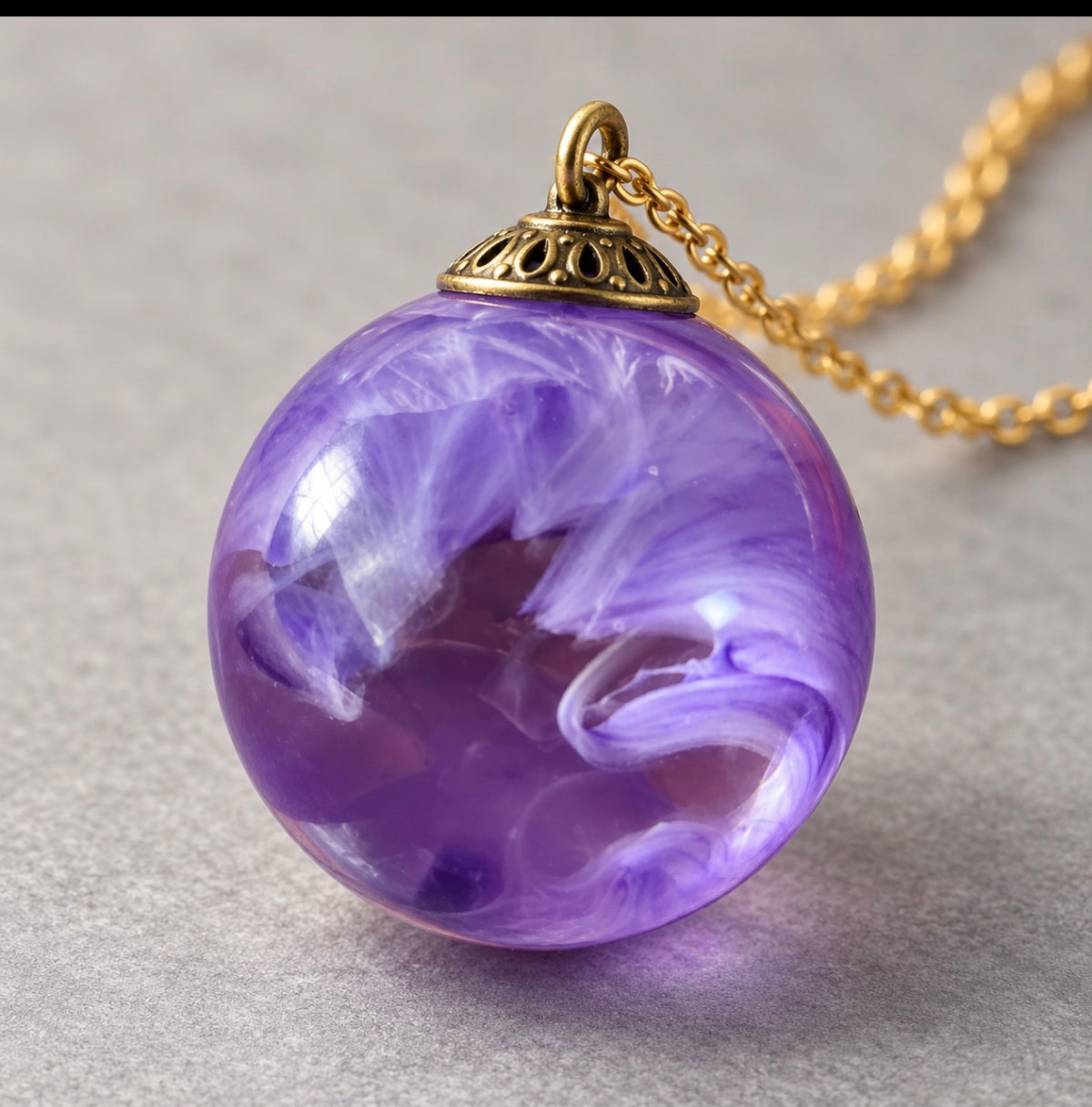 Pet Memorial Necklace | Custom Resin Orb Pendant