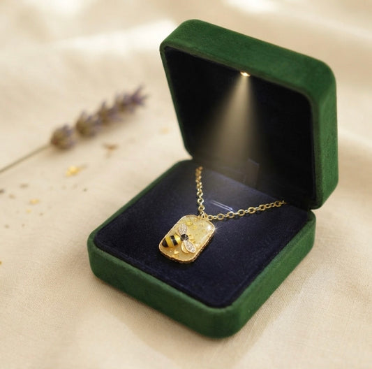Golden Honey Bee Pendant Necklace