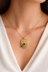 Golden Honey Bee Pendant Necklace — One-of-a-Kind Handmade Resin Heirloom | Real Gold Leaf