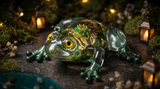 Emotional Support Desk Frog — Handmade Resin Sculpture with Moss, Mushroom & Ladybug Garden Inside