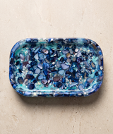 The Tidepool Catchall — Resin Soap Dish in Indigo & Ocean Sea Glass