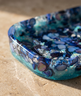The Tidepool Catchall — Resin Soap Dish in Indigo & Ocean Sea Glass