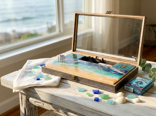 Ocean Cribbage Gift Set – 3-Person Set with Crystal Pegs & Sea Cards | Unique Gifts | Weddings | Housewarming